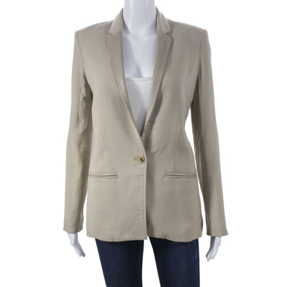 Helmut Lang Womens Viscose Blend Long Sleeve Blazer Jacket Beige Size 38